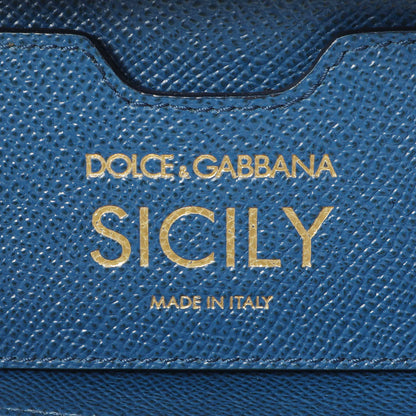 Exclusive Dolce & Gabbana Blue Grained Calfskin Medium Miss Sicily Satchel — Detail View