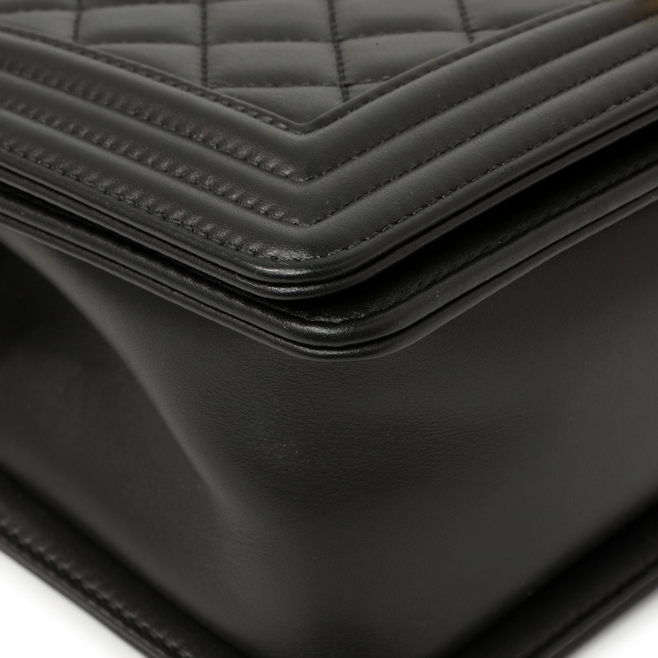 Exclusive Chanel Black Quilted Calfskin Medium Boy Bag — Detail View