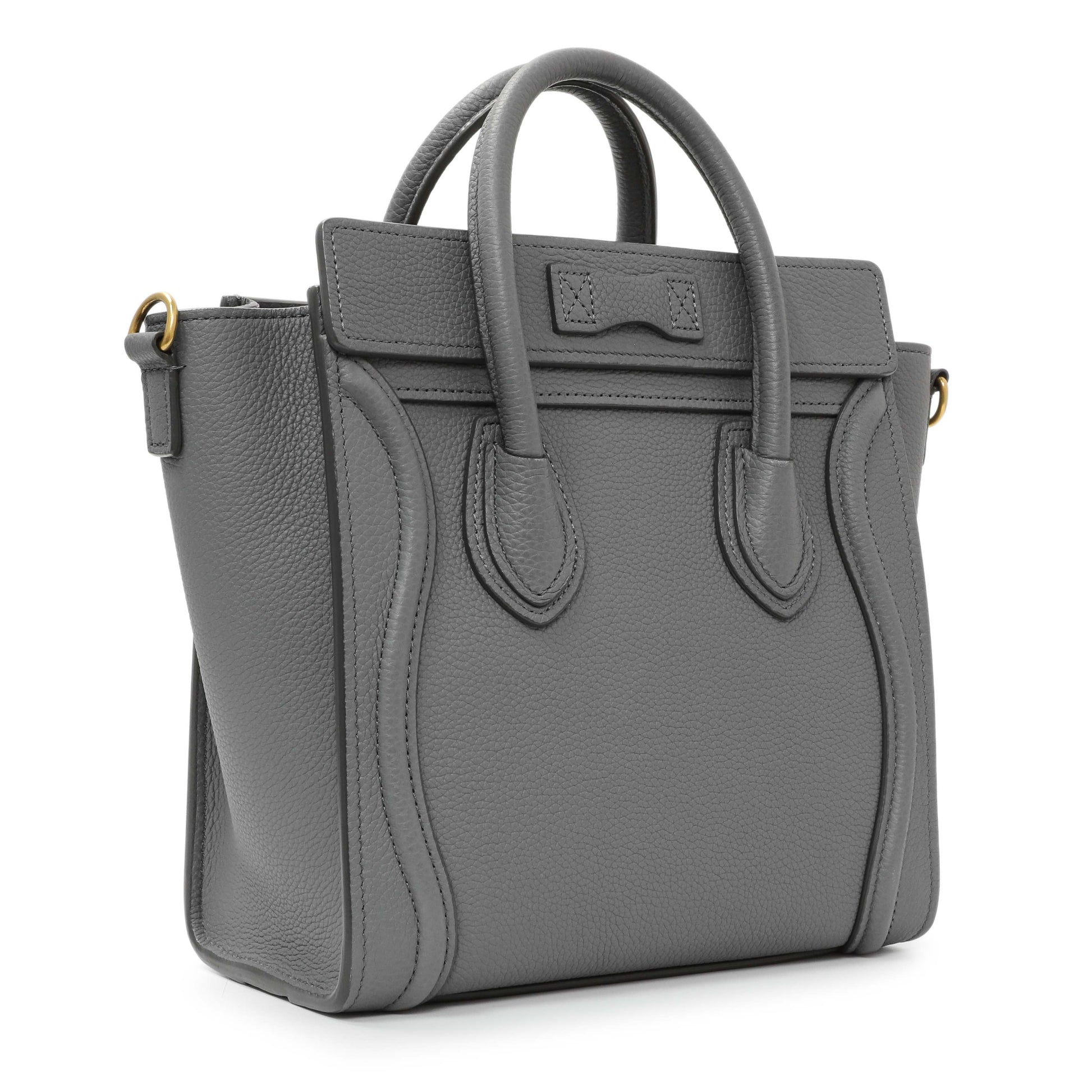 Exclusive Celine Kohl Drummed Calfskin Nano Luggage — Side View