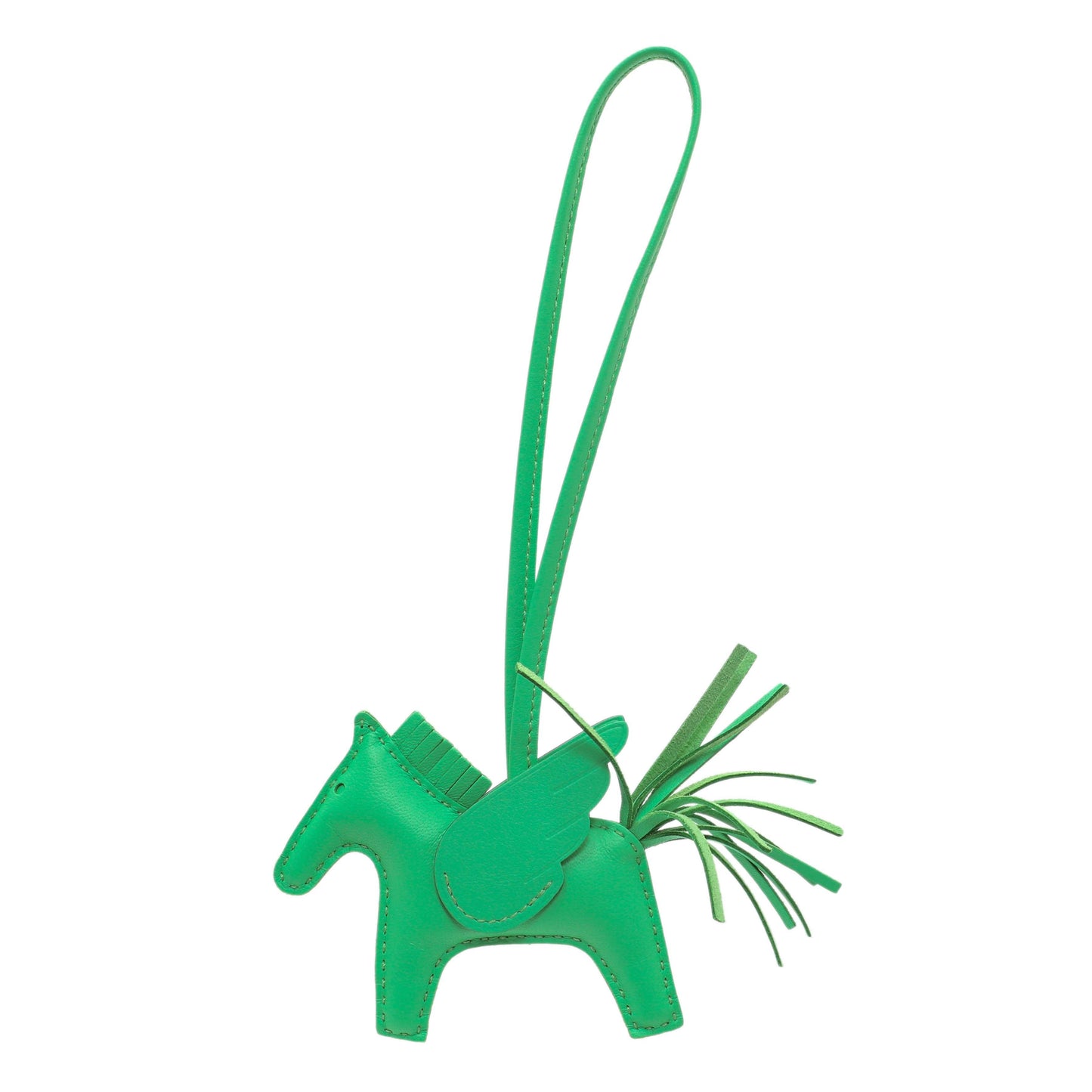 Exclusive Hermes Milo Green Lambskin Grigri Rodeo Pegase Horse Bag Charm PM — Side View