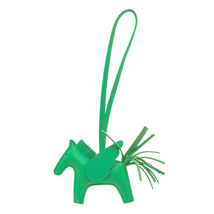 Exclusive Hermes Milo Green Lambskin Grigri Rodeo Pegase Horse Bag Charm PM — Side View