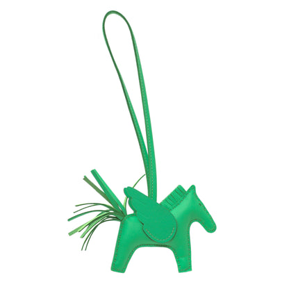 Exclusive Hermes Milo Green Lambskin Grigri Rodeo Pegase Horse Bag Charm PM — Front View