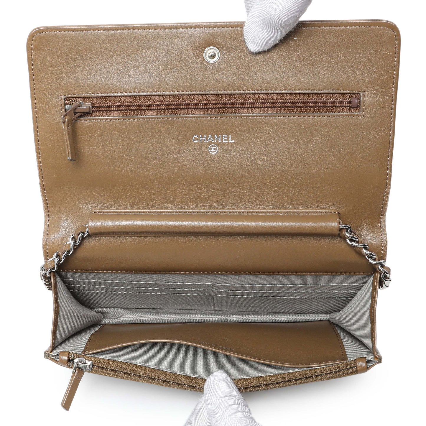 Exclusive Chanel Brown Caviar Timeless CC Wallet on Chain WOC — Alternate View 9