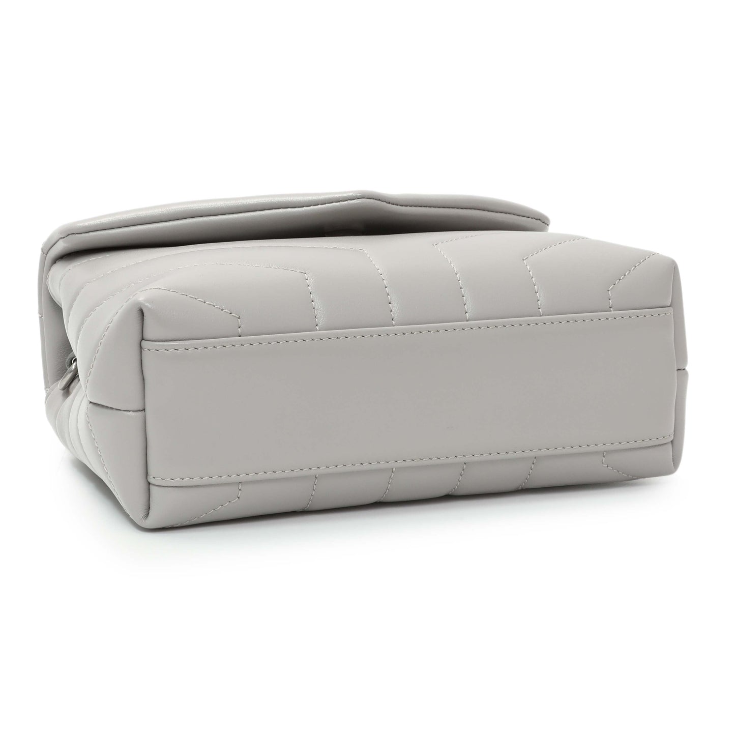 Exclusive Saint Laurent Grey Calfskin Monogram Toy Loulou Crossbody — Back View