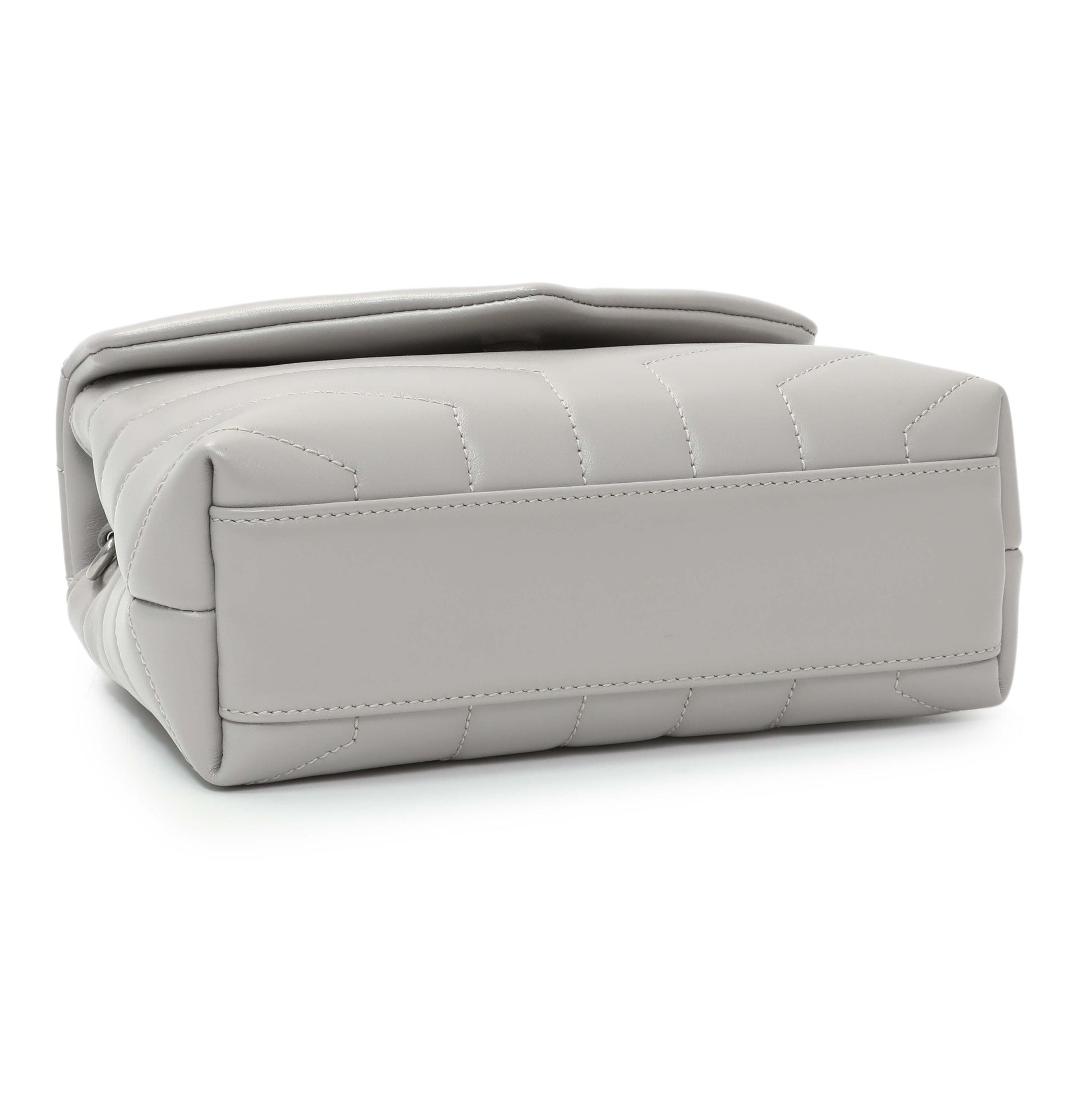 Exclusive Saint Laurent Grey Calfskin Monogram Toy Loulou Crossbody — Back View