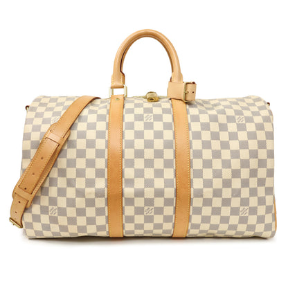 Exclusive Louis Vuitton Damier Azur Keepall Bandouliere 45 — Front View