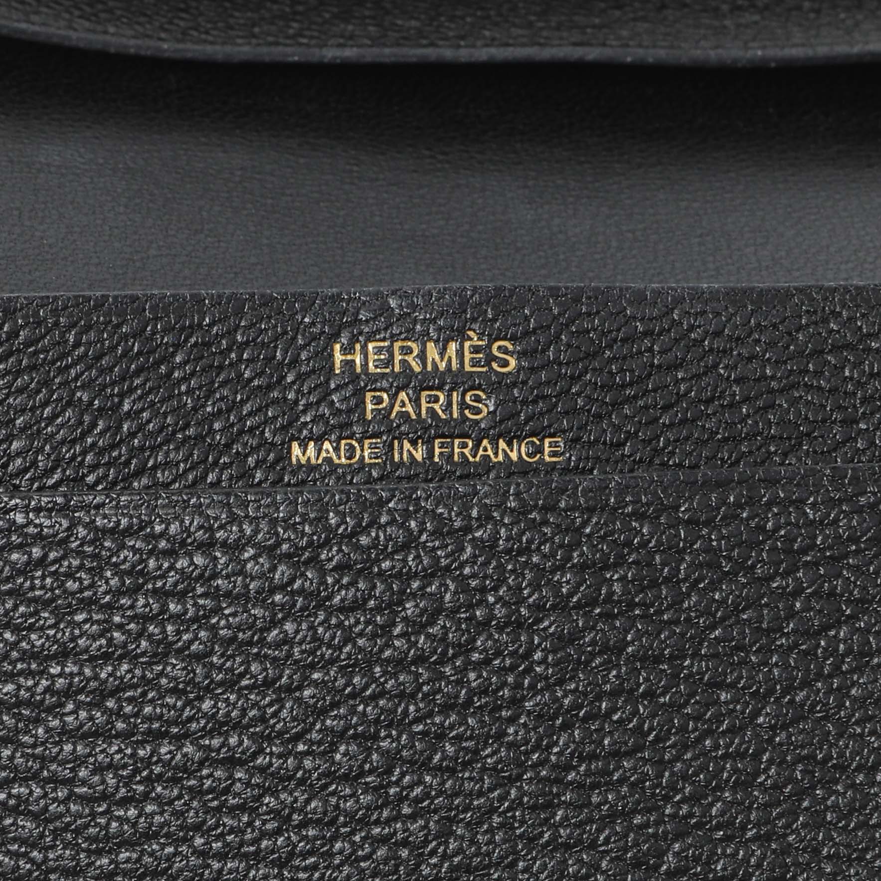 Exclusive Hermes Black Chevre Mysore Bearn Card Holder Wallet — Detail View