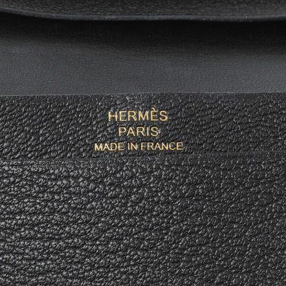 Exclusive Hermes Black Chevre Mysore Bearn Card Holder Wallet — Detail View