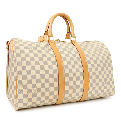 Exclusive Louis Vuitton Damier Azur Keepall Bandouliere 45 — Side View