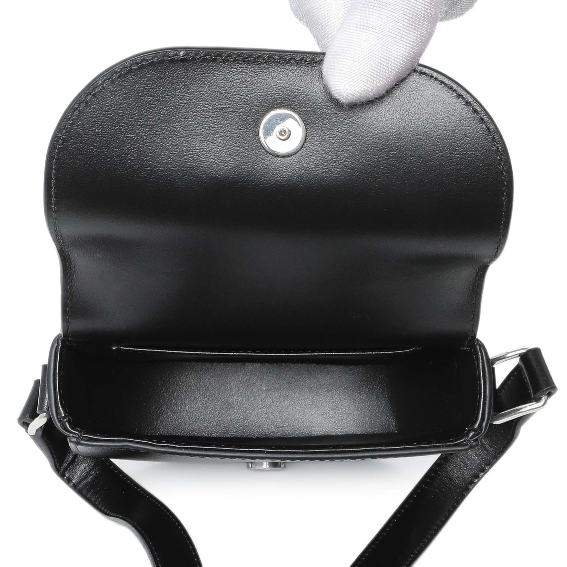 Exclusive Celine Black Shiny Calfskin Nano Triomphe Besace — Detail View