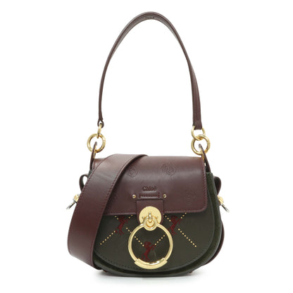 Exclusive Chloe Green Calfskin Little Horses Embroidered Small Tess Bag — Front View