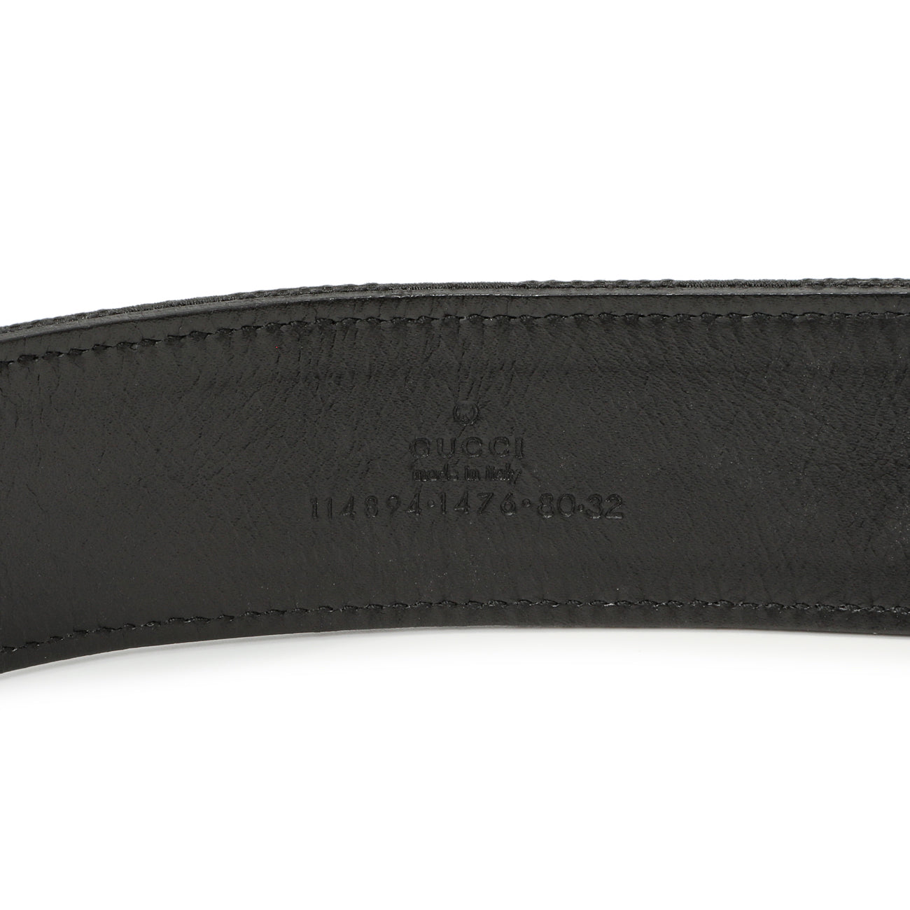 Exclusive Gucci Black Monogram Canvas Horsebit Belt — Back View