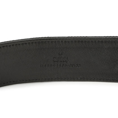 Exclusive Gucci Black Monogram Canvas Horsebit Belt — Back View