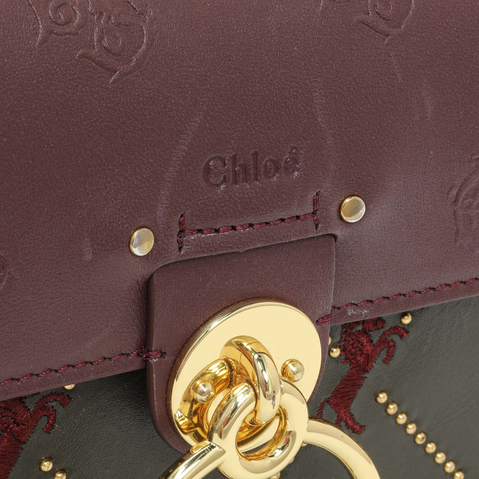 Exclusive Chloe Green Calfskin Little Horses Embroidered Small Tess Bag — Alternate View 8
