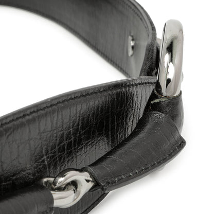 Exclusive Gucci Black Monogram Canvas Horsebit Belt — Top View