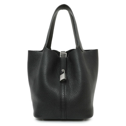 Exclusive Hermes Black Clemence Picotin 22 — Front View