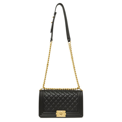 Exclusive Chanel Black Quilted Calfskin Medium Boy Bag — Front View