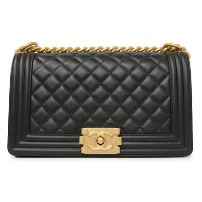Exclusive Chanel Black Quilted Calfskin Medium Boy Bag — Side View