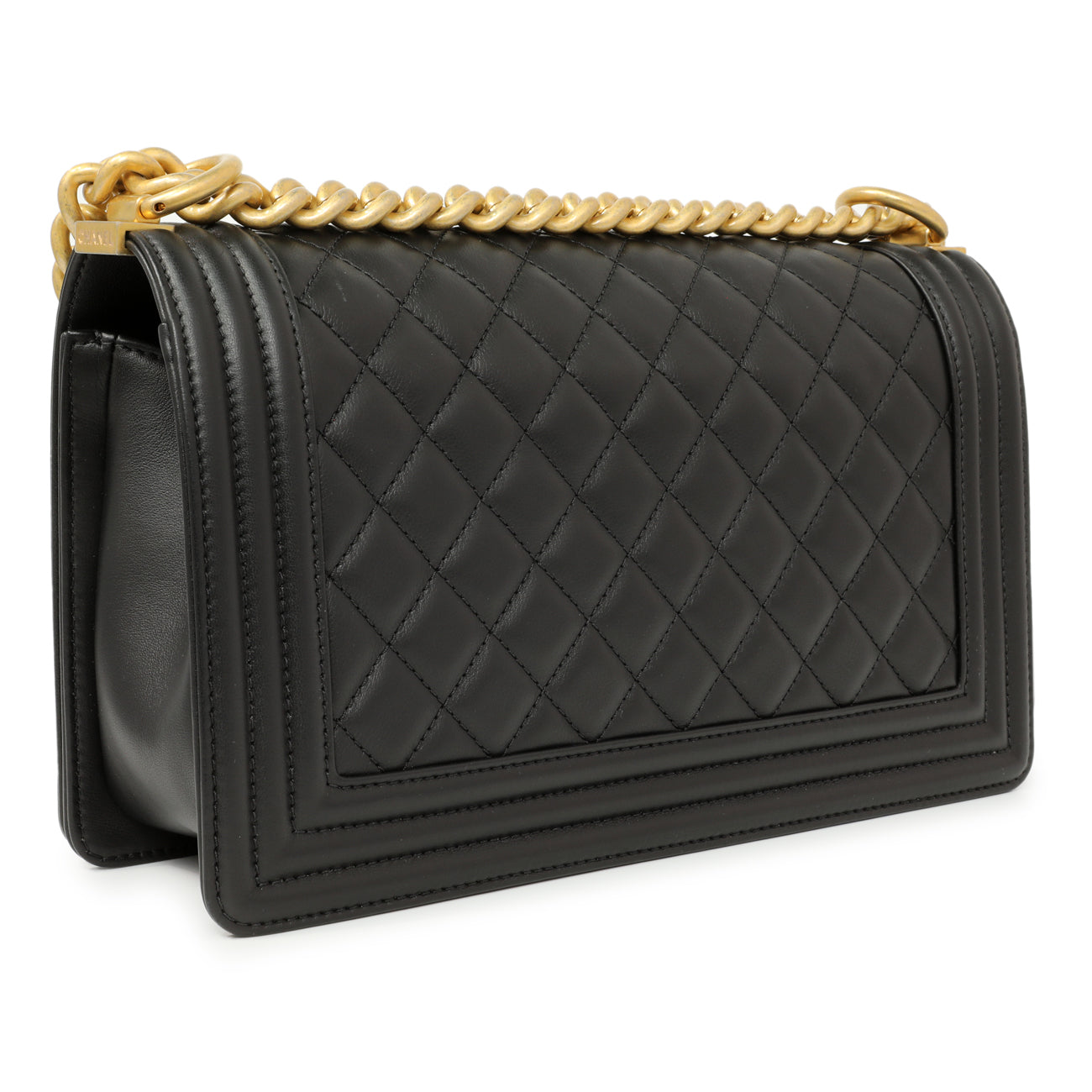Exclusive Chanel Black Quilted Calfskin Medium Boy Bag — Back View