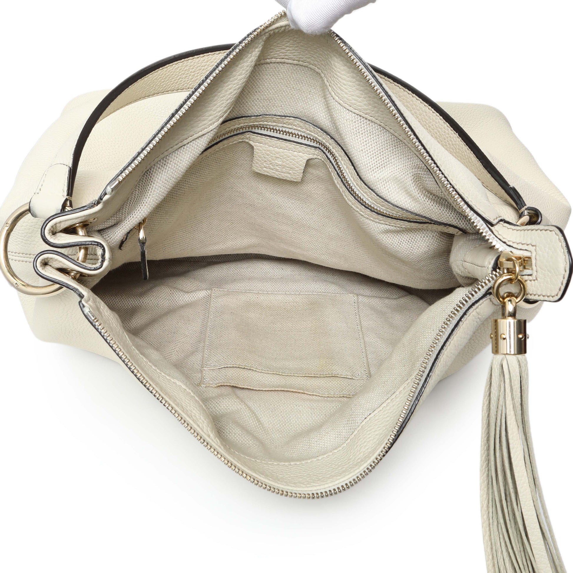 Exclusive Gucci Ivory Soho Pebbled Leather Hobo Shoulder Bag — Alternate View 8