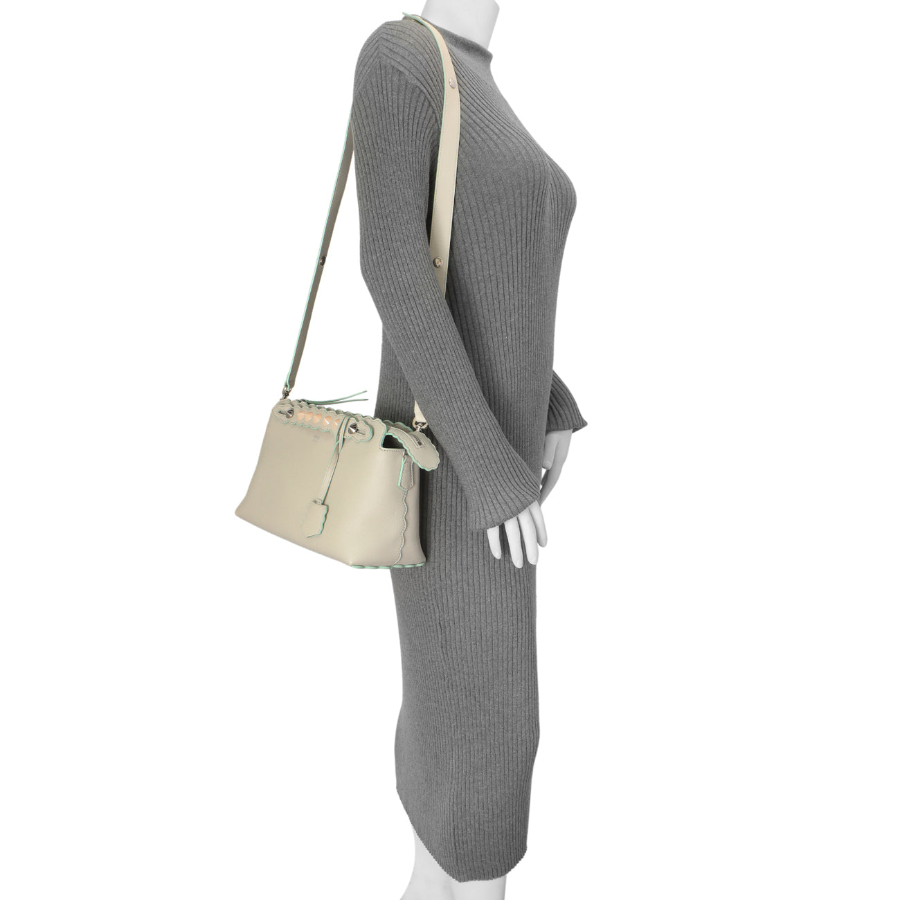 Exclusive Fendi Grey Vitello Dolce Studded Medium By The Way — Alternate View 11