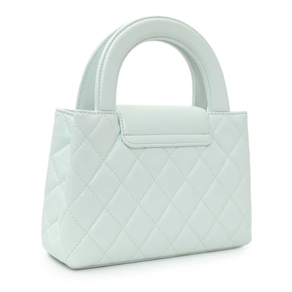 Exclusive Chanel Light Blue Shiny Aged Calfskin Quilted Nano Kelly Shopper — Side View