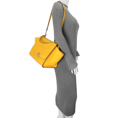 Exclusive Celine Yellow Drummed Calfskin Suede Medium Trapeze — Alternate View 8