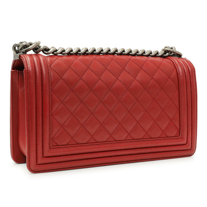 Exclusive Chanel Red Quilted Calfskin Medium Boy Flap — Back View