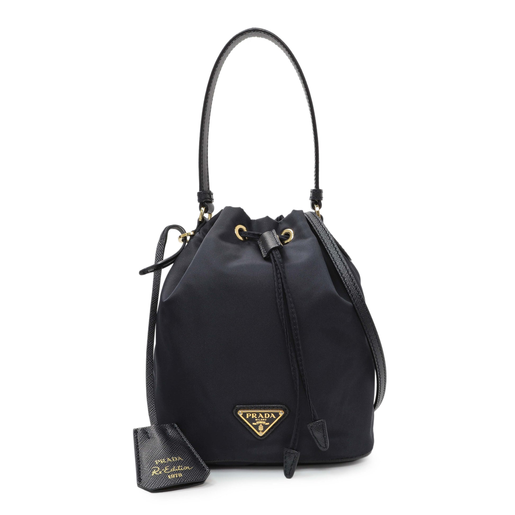 Exclusive Prada Navy Re-Edition 1978 Mini Re-Nylon Bucket Bag — Front View