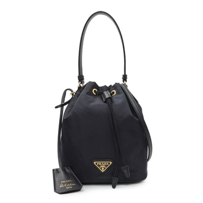 Exclusive Prada Navy Re-Edition 1978 Mini Re-Nylon Bucket Bag — Front View