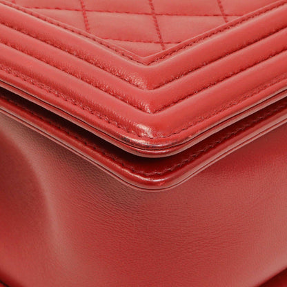 Exclusive Chanel Red Quilted Calfskin Medium Boy Flap — Detail View