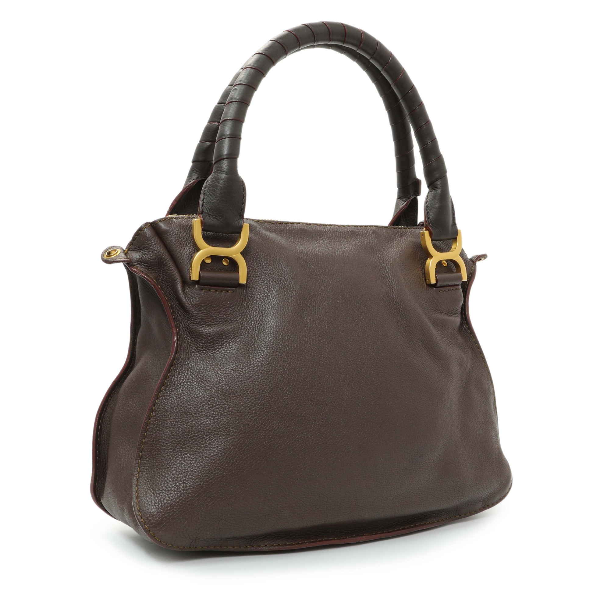 Exclusive Chloe Brown Calfskin Medium Marcie Satchel — Side View