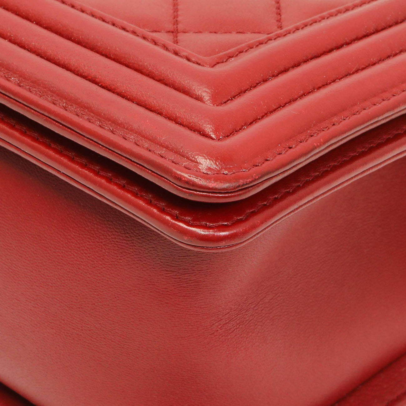 Exclusive Chanel Red Quilted Calfskin Medium Boy Flap — Lifestyle View