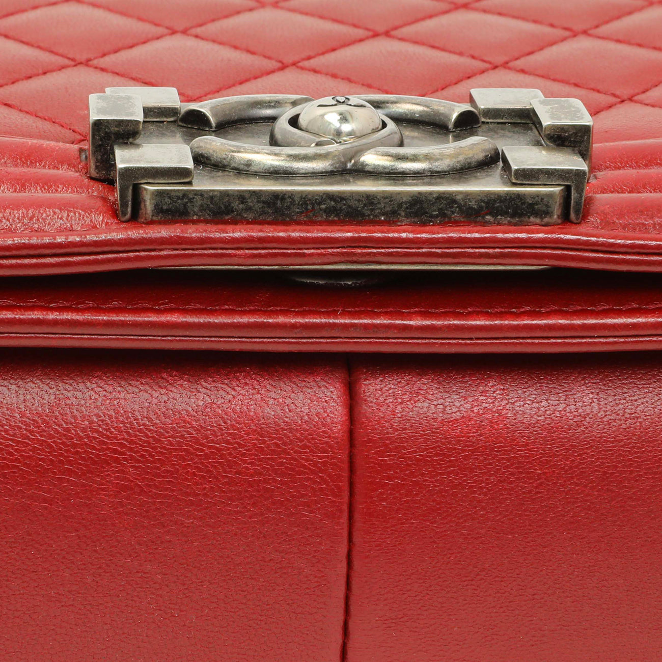 Exclusive Chanel Red Quilted Calfskin Medium Boy Flap — Alternate View 12