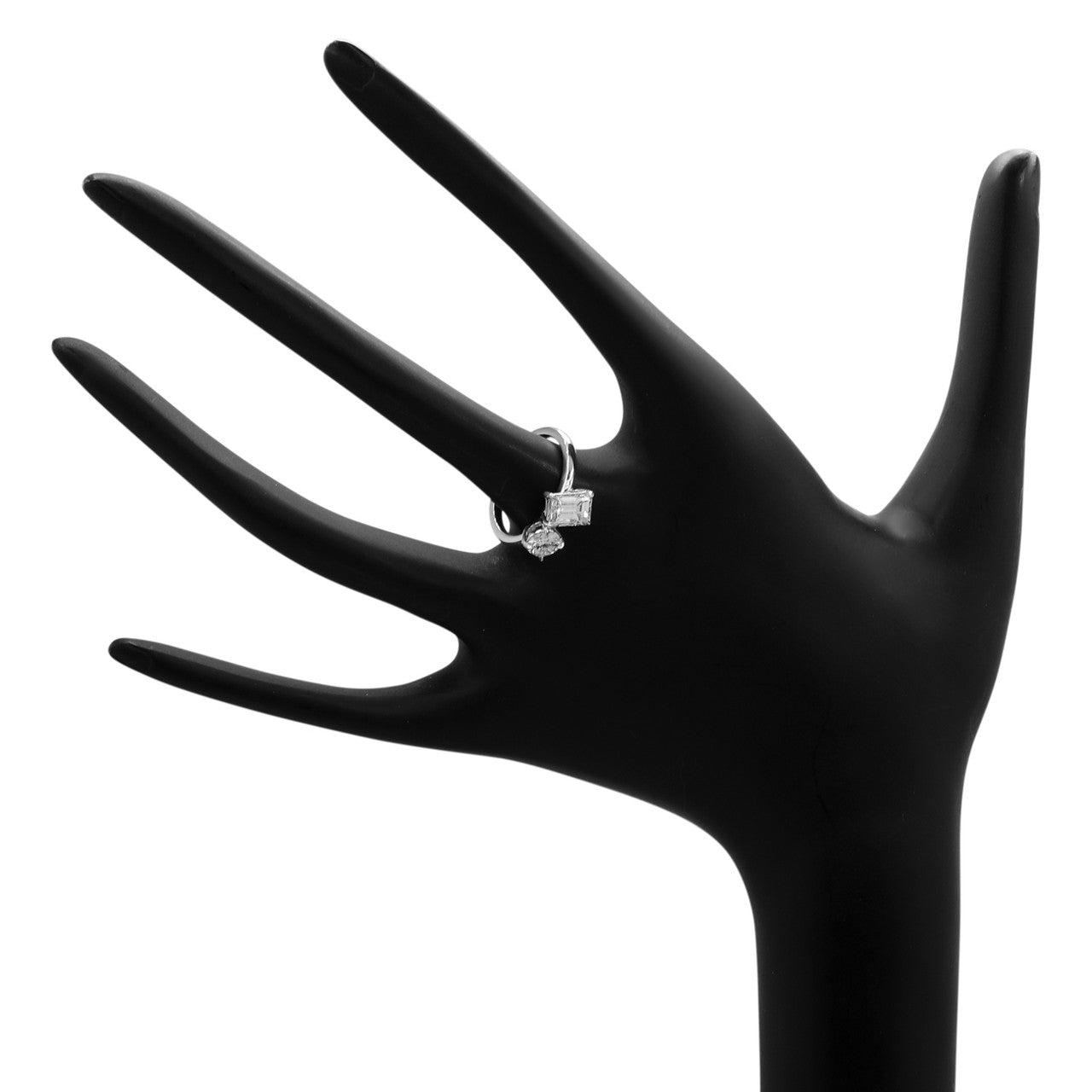 Exclusive 18K White Gold Toi et Moi Diamond Ring — 3.5 — Back View