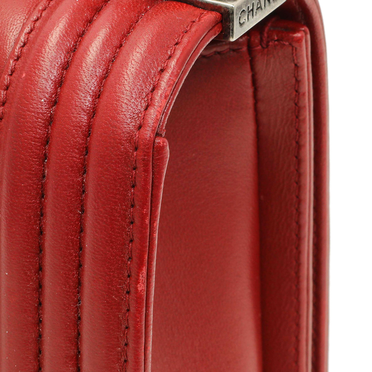 Exclusive Chanel Red Quilted Calfskin Medium Boy Flap — Alternate View 13