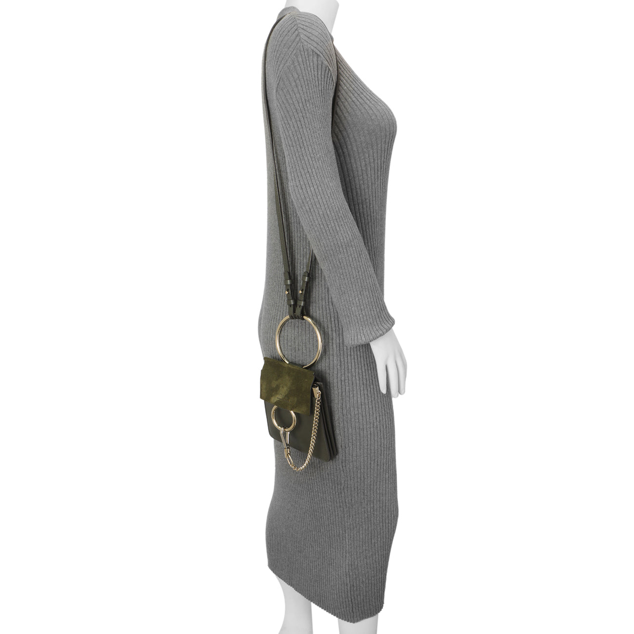 Exclusive Chloe Deep Forest Calfskin Suede Mini Faye Bracelet Bag — Alternate View 8