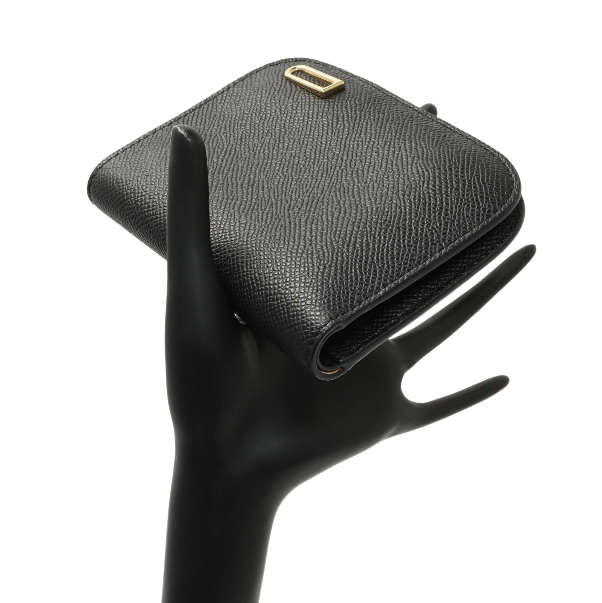 Exclusive Delvaux Black Calfskin Vagabond Compact Wallet — Lifestyle View