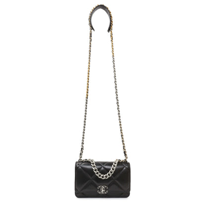 Exclusive Chanel Black Quilted Lambskin 19 Wallet On Chain — Front View