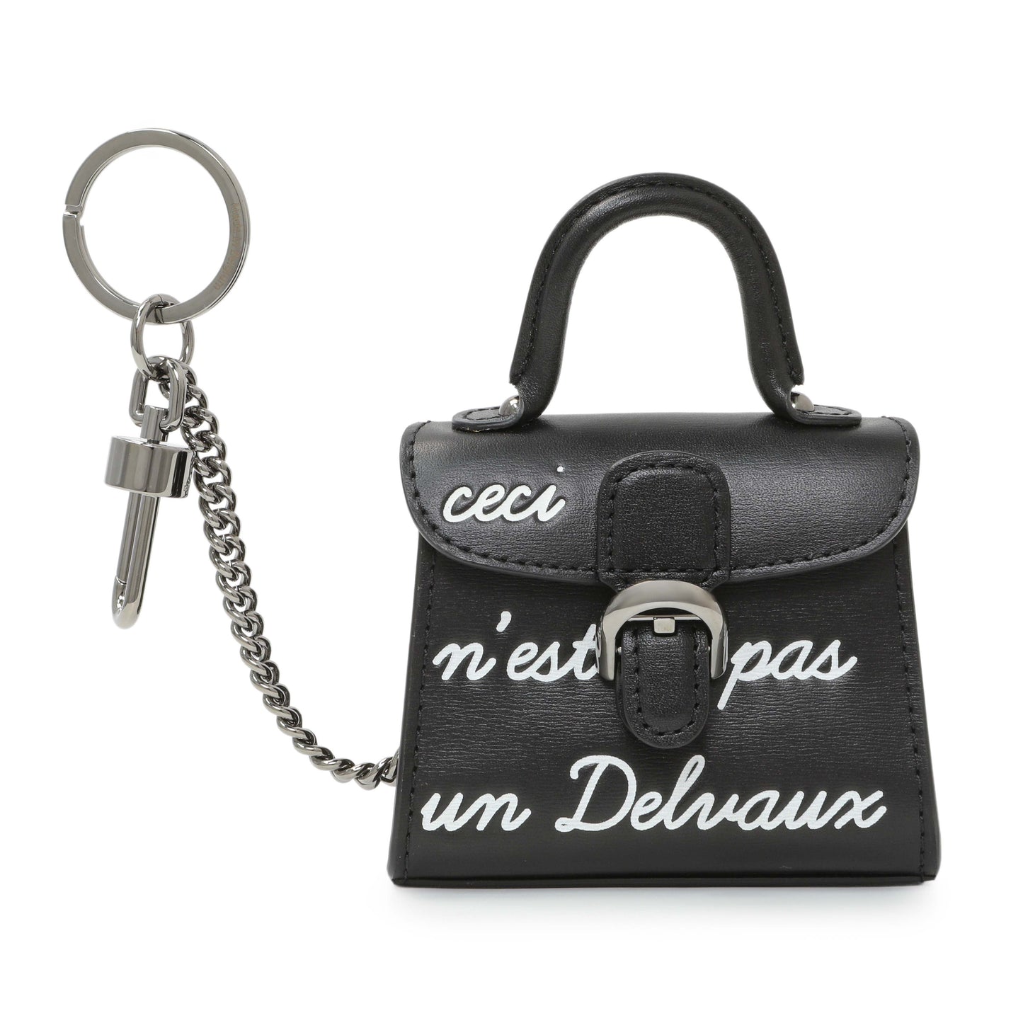Exclusive Delvaux Black Calfskin Brillant Bag Charms — Front View