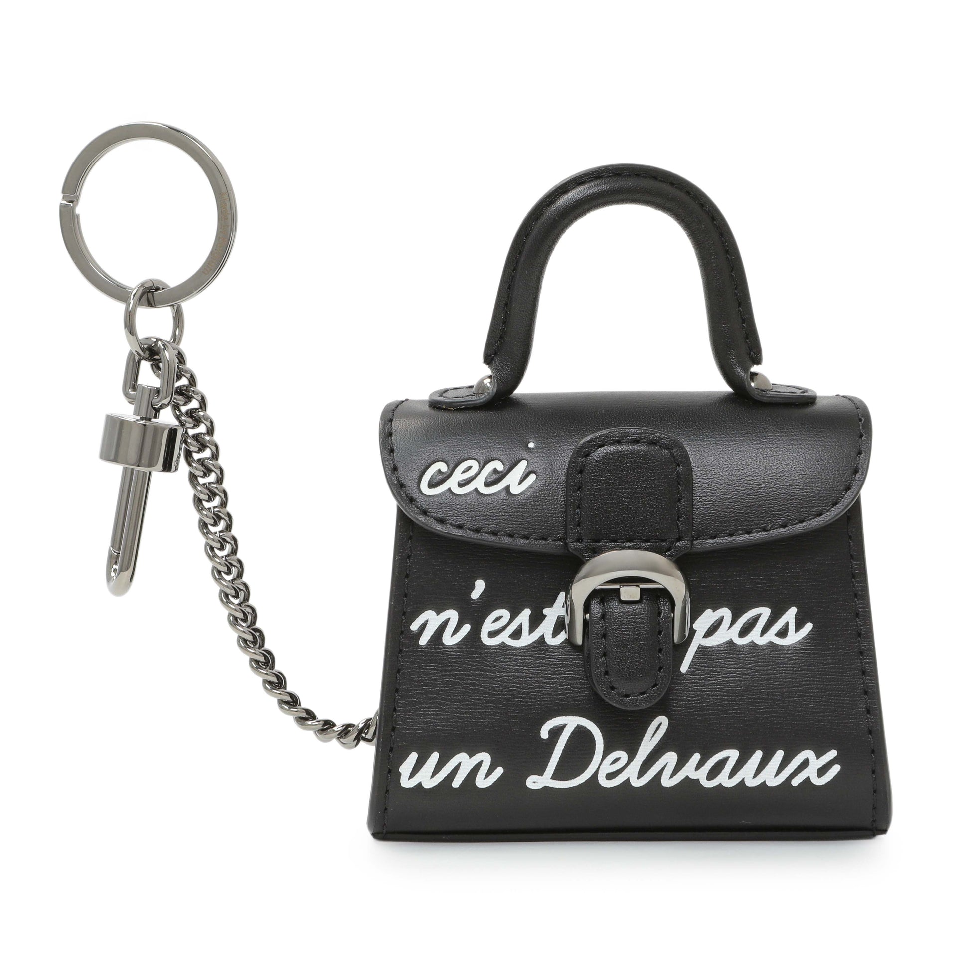 Exclusive Delvaux Black Calfskin Brillant Bag Charms — Front View