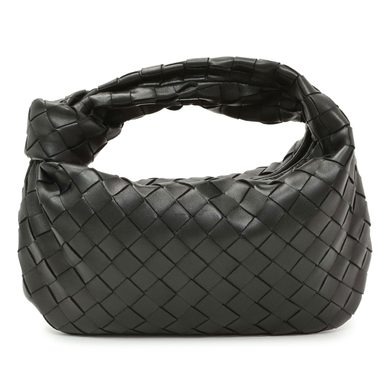 Exclusive Bottega Veneta Black Nappa Intrecciato Mini Jodie — Front View