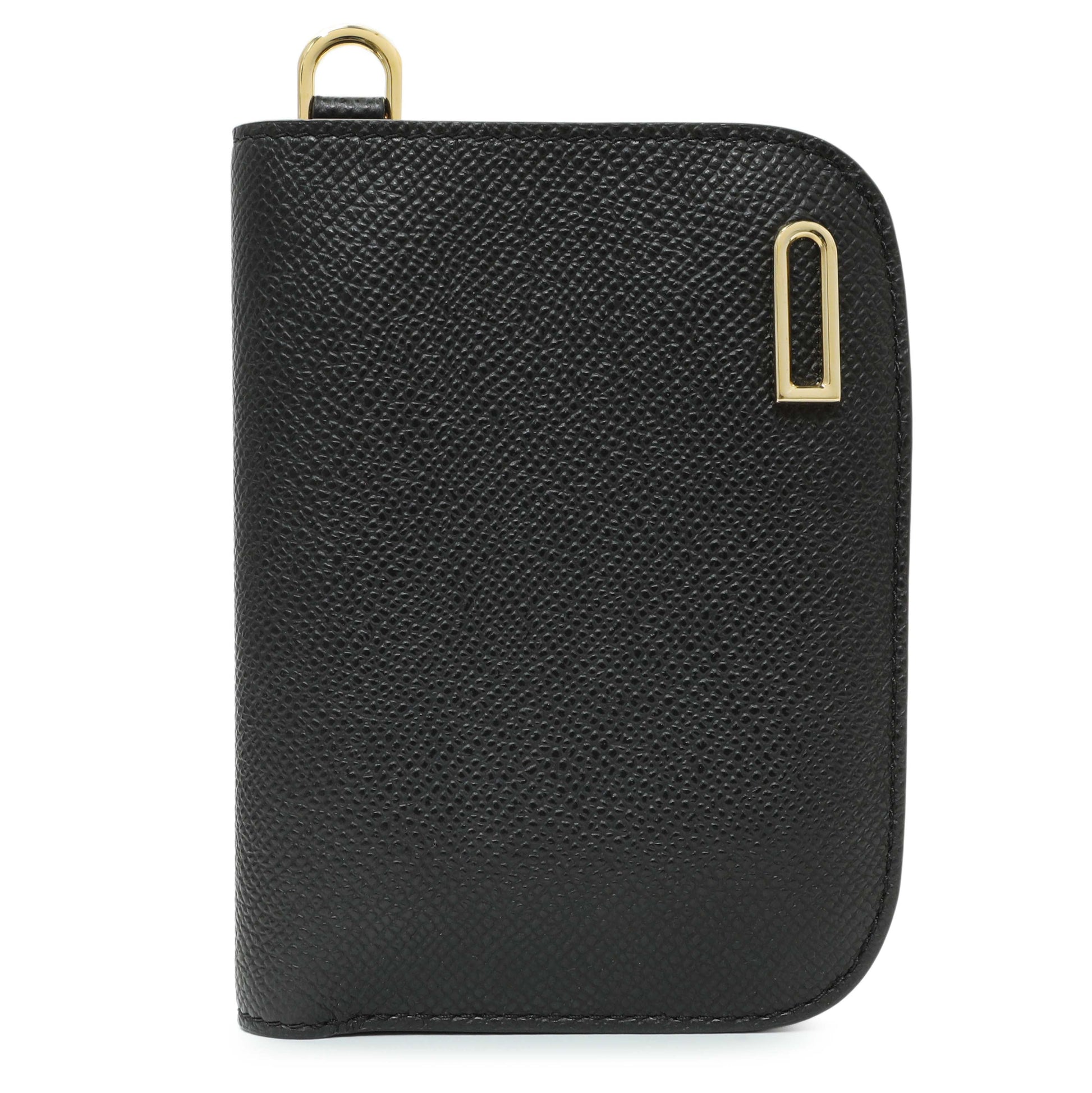 Exclusive Delvaux Black Calfskin Vagabond Compact Wallet — Front View