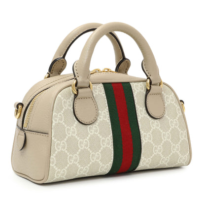 Exclusive Gucci Supreme Monogram Dollar Calfskin Web Mini Ophidia Top Handle Bowler Bag — Side View