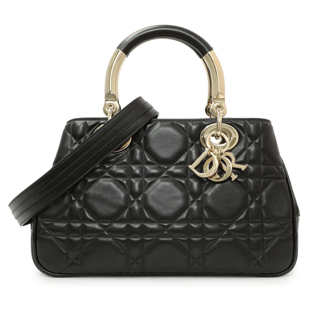 Exclusive Christian Dior Black Calfskin Cannage Medium The Lady 95.22 — Front View