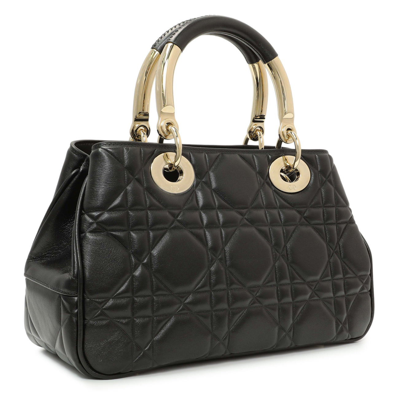 Exclusive Christian Dior Black Calfskin Cannage Medium The Lady 95.22 — Side View