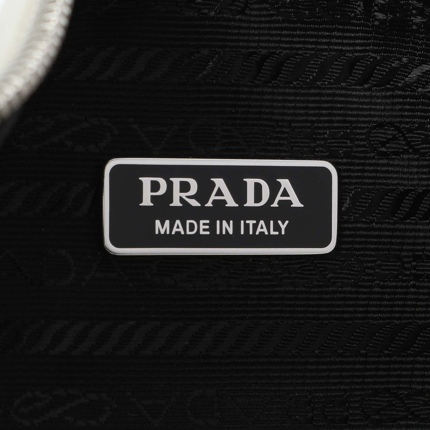 Exclusive Prada White Grace Lux Triangle Shoulder Bag — Detail View