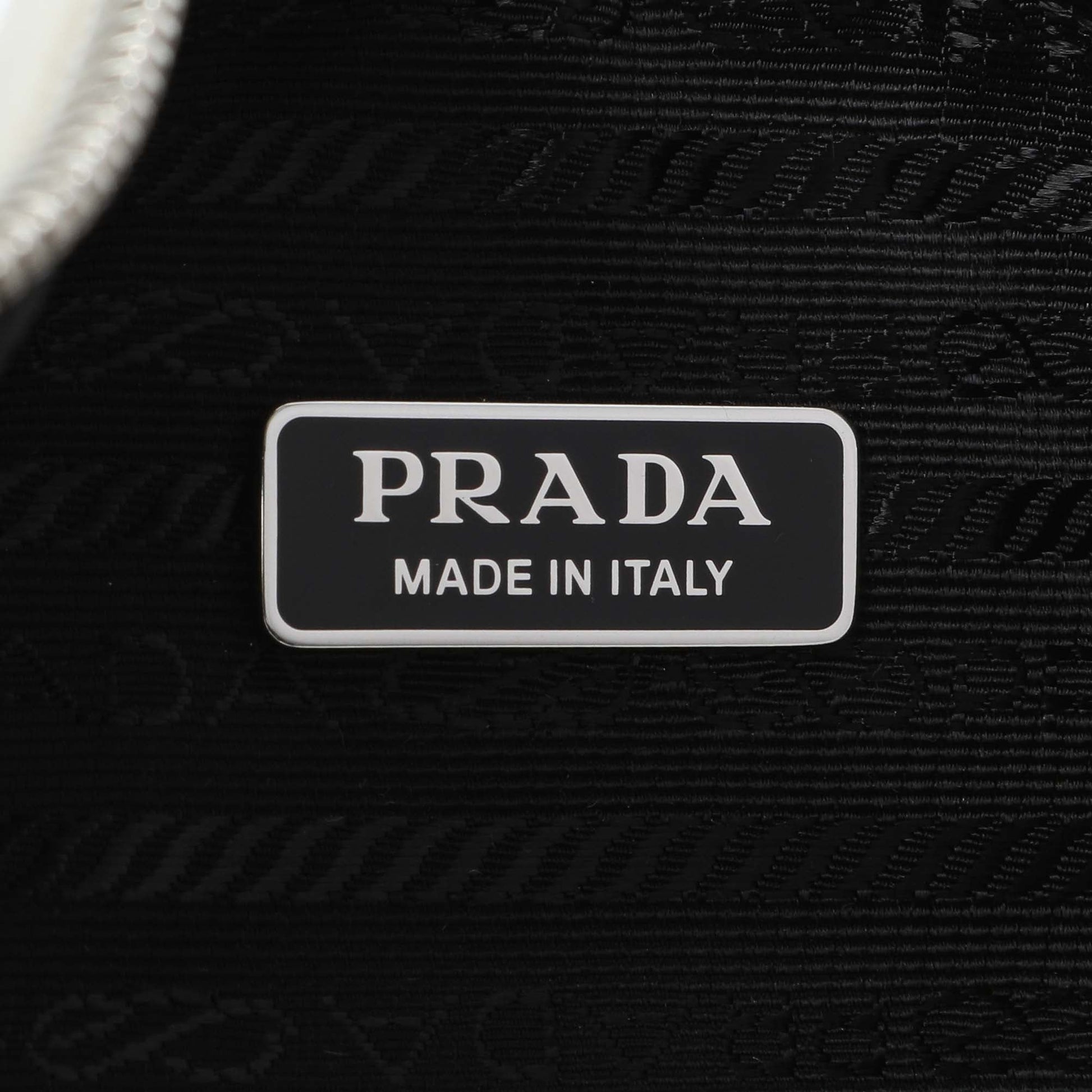 Exclusive Prada White Grace Lux Triangle Shoulder Bag — Detail View