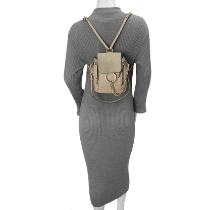 Exclusive Chloe Grey Suede Calfskin Mini Faye Backpack — Alternate View 14