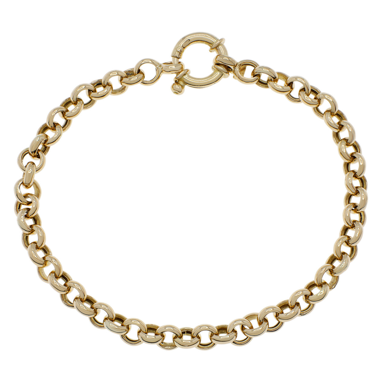Exclusive 18K Yellow Gold Rolo Link Bracelet — Front View